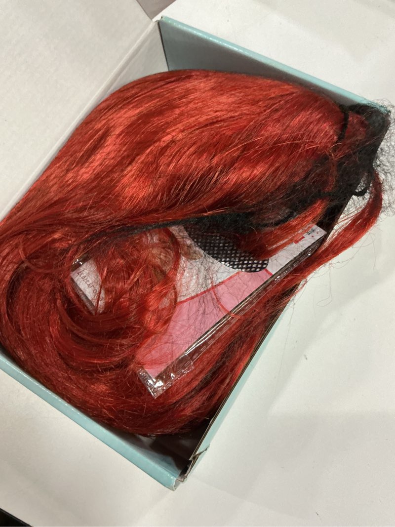 Condition photo showing New/Like New for Red Wigs for Women Long Curly Wavy Wigs Middle Part Synthetic Wig Womens Red Curly Wig Wavy Cosplay Wigs Natural Looking Hair Replacement Wigs for Halloween Costume Daily Party Use