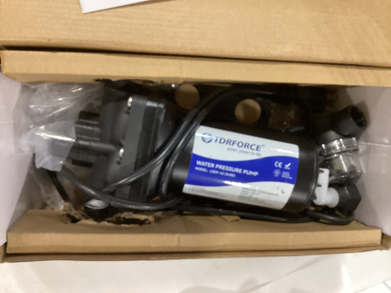 Condition photo showing As Is for fresh water pump 5.5gpm pressure increase booster pump 75 psi transfer pump 110v self priming on demand diaphragm pump washdown pump for boats inline water pump for garden hose…