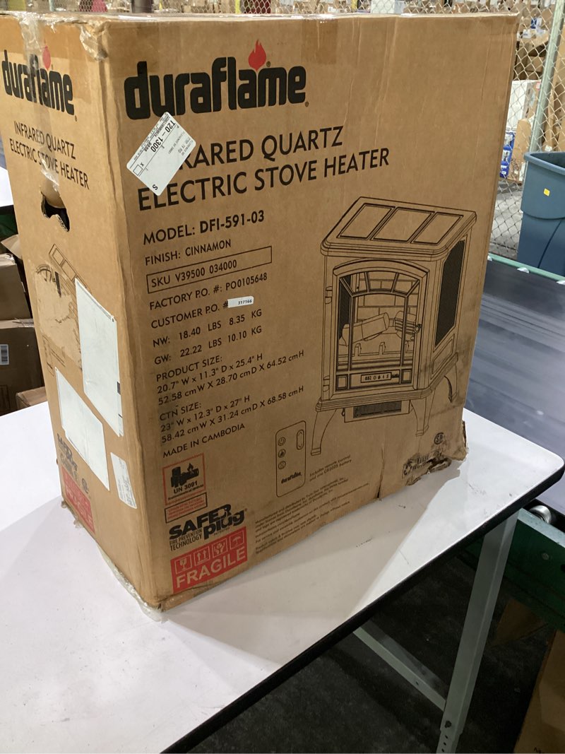 Condition photo showing New/Like New for **glass for door is not seated right**duraflame infrared quartz electric stove heater - dfi-591-03 - cinnamon