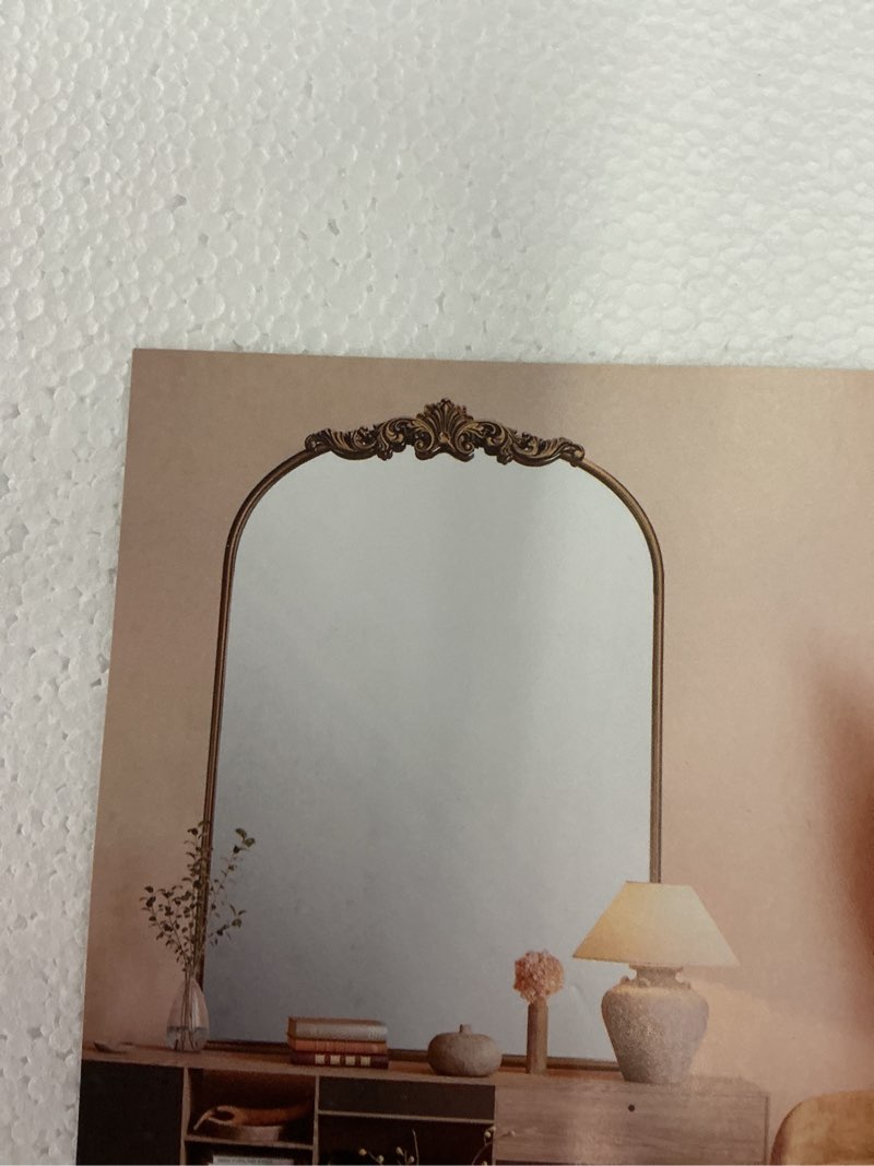 wamirro ornate gold mirror,vintage arched baroque antique mirorrs for living room/hallway/fireplace/bathroom/entryway 24"x36"