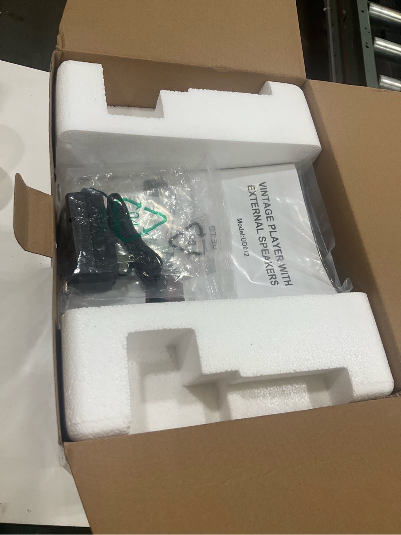 Condition photo showing Good Condition for Vinyl Record Player with External Speakers BT 5.3 Wireless Turntable Portable with 3 Speed USB Vintage Wooden White