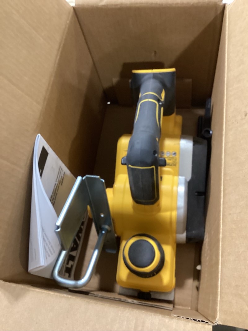 Condition photo showing As Is for dewalt 20v max planer, 30,000 cuts per minute, 2 mm cut depth, brushless motor, bare tool only (dcp580b)