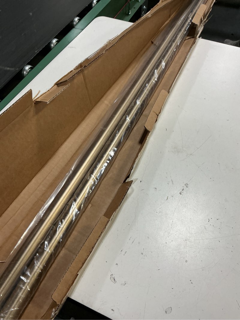 Condition photo showing As Is for ( incomplete)ivilon drapery window curtain rod - end cap style design 1 inch pole. 72 to 144 inch color warm gold 72 to 144 in.