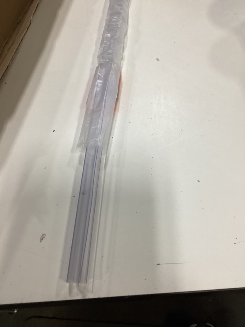 Condition photo showing Good Condition for frameless shower door bottom seal shower sweep with drip rail for 3/8" glass,36" long, vinyl, clear for 3/8" glass bottom seal