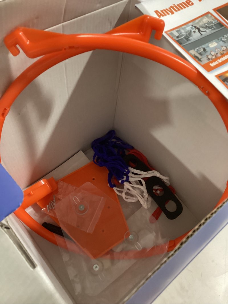 Condition photo showing As Is for Indoor Silent Basketball Hoop, Compatible with Size 7 Basketball (No Ball Included), Foldable Adhesive Wall-Mount No-Drill Hoop for Bedroom, Office & Home, Space-Saving Design