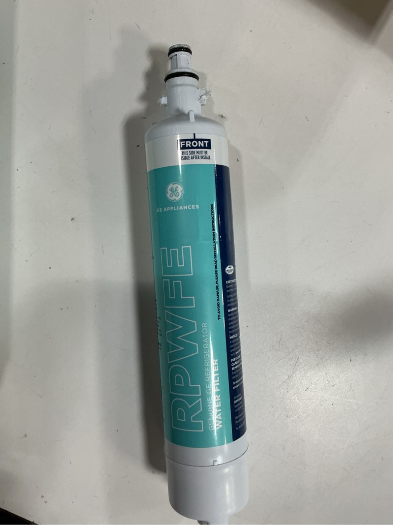 Condition photo showing As Is for GE RPWFE™ Refrigerator Water Filter, Genuine Replacement Filter, Certified to Reduce Lead, Microplastics, PFOA/PFOS, and 50+ Other Impurities, Compatible with GE Appliances Brands, Pack of 1