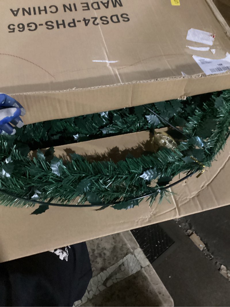 Condition photo showing Good Condition for 6.5ft prelit fully decorated pop up christmas tree with lights timer, dual color change 1 minute christmas tree, 220 warm white&colored lights 8 mode, 74 ornaments pull up collapsible xmas tree decor