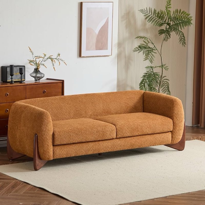 Chris 3Seater Sofa Armless Seat Rust Boucle ( incomplete only  1 box ) 