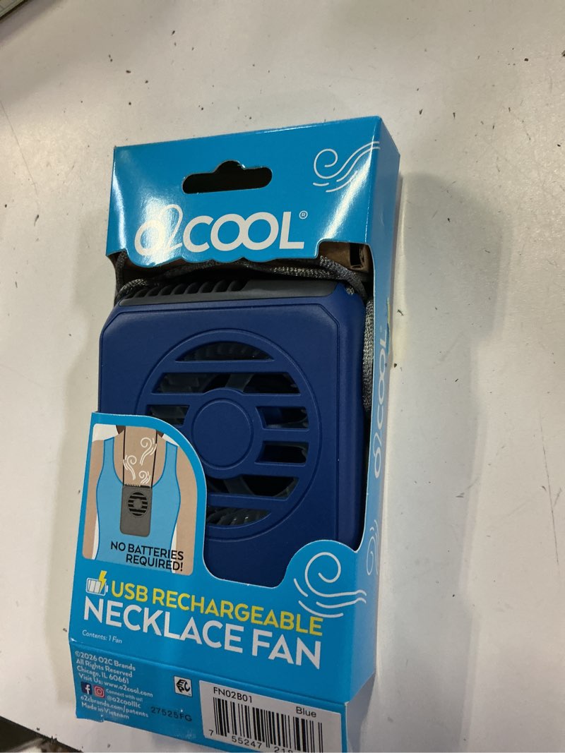 Condition photo showing Good Condition for o2cool portable neck personal travel usb battery powered adjustable lanyard cooling fan blue
