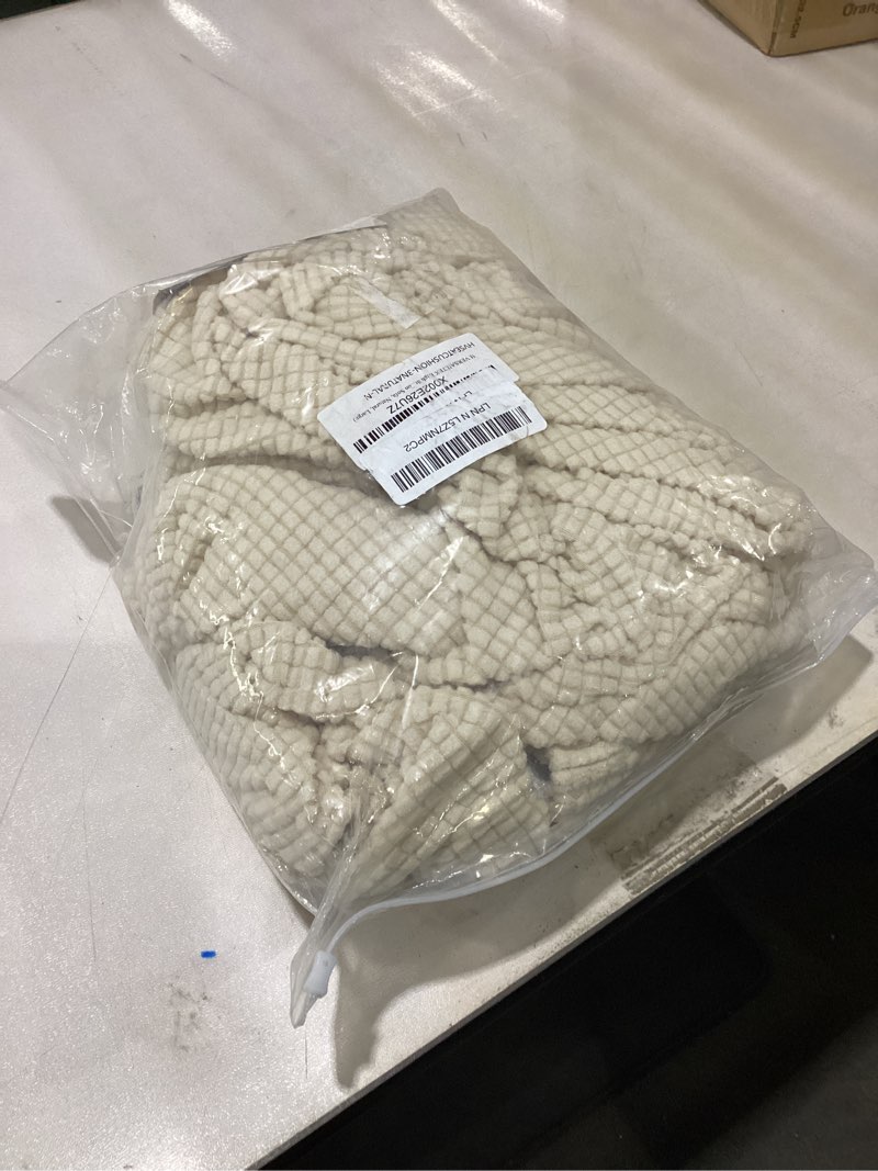 Condition photo showing As Is for H.VERSAILTEX High Stretch Individual Seat Cushion Covers Sofa Slipcovers Couch Cushion Covers Sofa Covers Featuring Jacquard Textured Twill Fabric (3 Pack for 3 Cushion Sofa, Natural, Large) 3 Natural