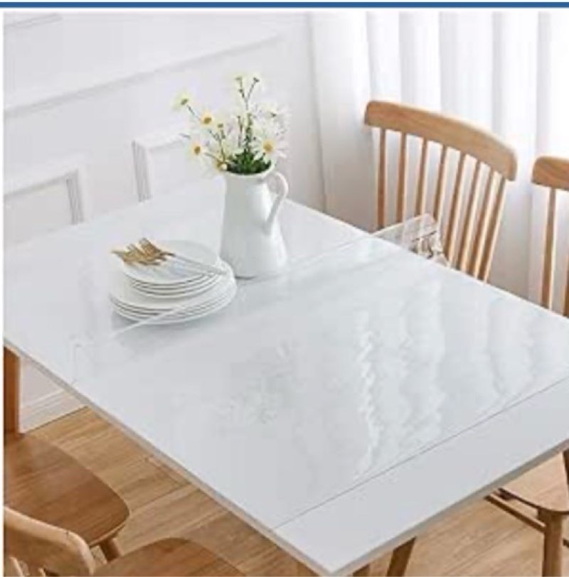 Clear Table Protector for Dining Room Tables Transparent PVC Table Cloth Waterproof Table Protective Glass Coffee Tablecloth, Thick 1.5mm (Color : 1.5mm, Size : 120x120cm)