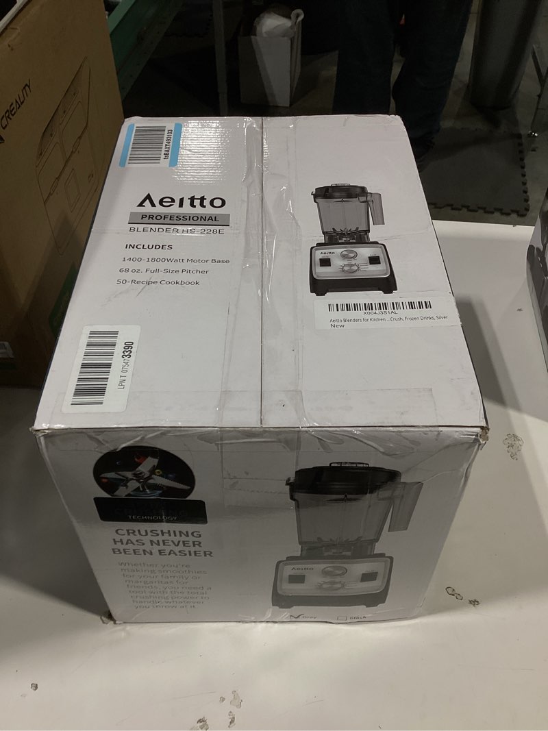 Condition photo showing Good Condition for aeitto blenders for kitchen with 1800w motor, 68oz. large capacity, 2-in-1 blender & grinder combo, bpa-free countertop professional blender for smoothies, ice crush, frozen drinks, silver silver 68oz