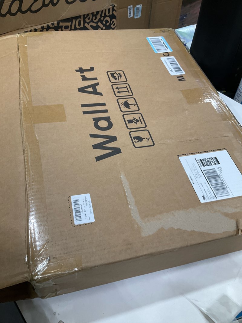 Condition photo showing As Is for Framed Black and White Brown Abstract Wall Art, 3 Piece Boho Geometric Canvas Prints Paintings Artwork for Walls, Modern Minimalist Neutral Pictures for Living Room Dining Room Bedroom Wall Decor 16x24 In 16" W x 24" H x 3Pcs Boundless Lines