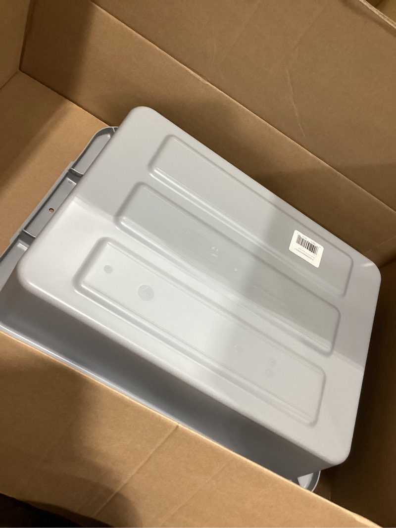 Condition photo showing As Is for rubbermaid commercial products standard bus/utility box, 4.6-gallon, gray, plastic, heavy duty restaurant wash basin/dish washing tub for kitchen organization/storage undivided 4.6 gallon gray