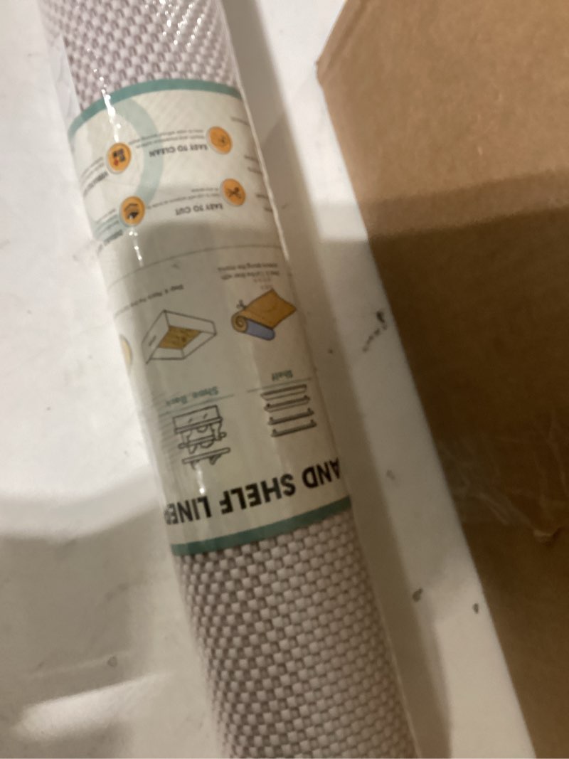 Condition photo showing New/Like New for Shelf Liner for Kitchen Cabinet, Drawer Liners Non Slip Non Adhesive Thick Mat, Breathable Dresser Pantry Bathroom Protector, White, 12" x 120" 12"W x 120"L White