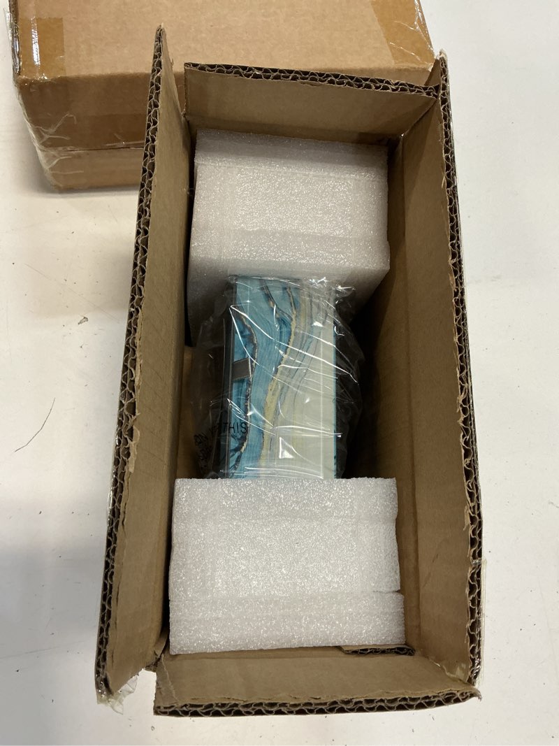 Condition photo showing New/Like New for Glass Jewelry Box for Women Girl Wife-Jewelry Organizer Storage Case With Velvet Lining For Earrings Rings Bracelets,Perfect Birthday, Wedding & Christmas Gift(Blue Marble Pattern) Blue Small