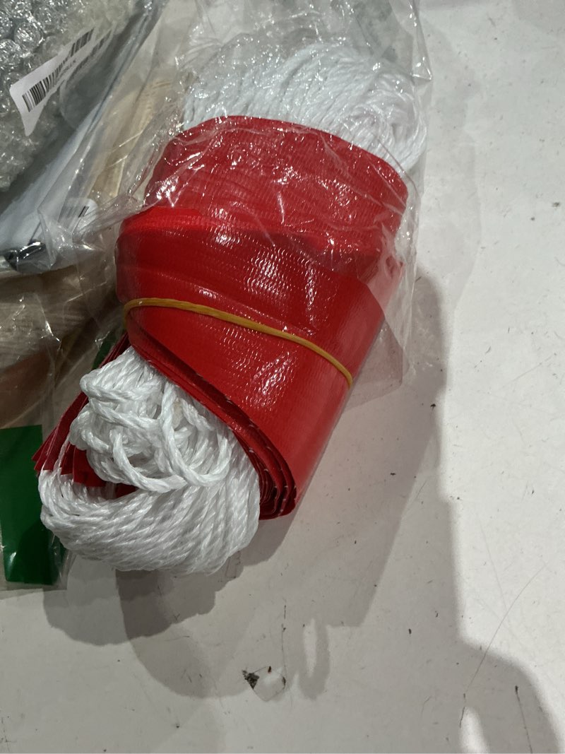 Condition photo showing Good Condition for 105ft pennant banner flags, 7x10 red 45 pcs high visibility safety flagging on string, triangle pool flags for backstroke, construction events party decoration parking marking outside