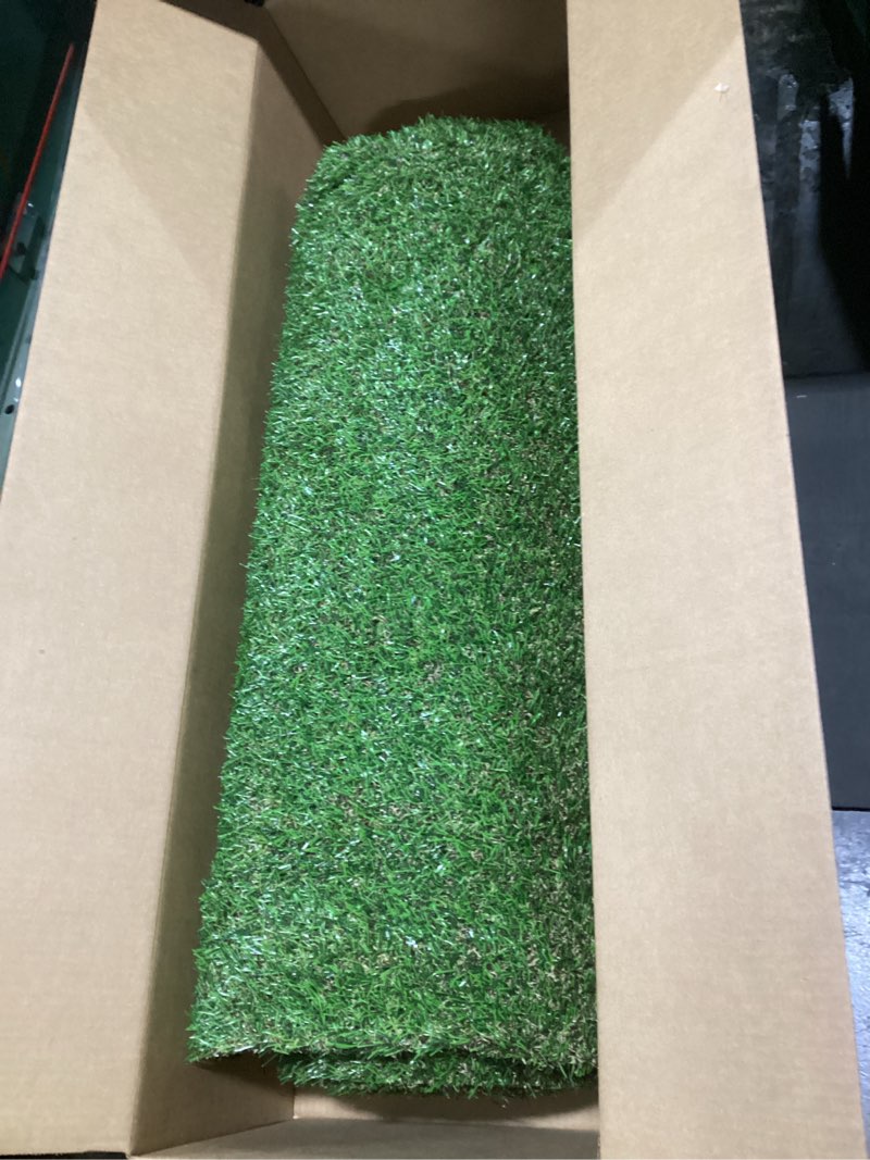 Condition photo showing Good Condition for XLX TURF 5FT x 8FT Artificial Grass Rug for Patio Balcony, Realistic Fake Grass Carpet for Indoor Outdoor Flooring - Kids Playground, Dog Kennels Pet Turf with Drainage 5' x 8' (Rectangular) Green-0.6" Low Pile