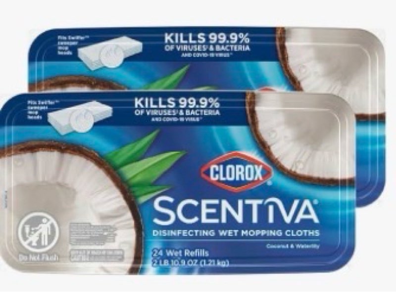 Clorox Scentiva Disinfecting Wet Mopping Pad Refills for Floor Cleaning, Pacific Breeze & Coconut, 4