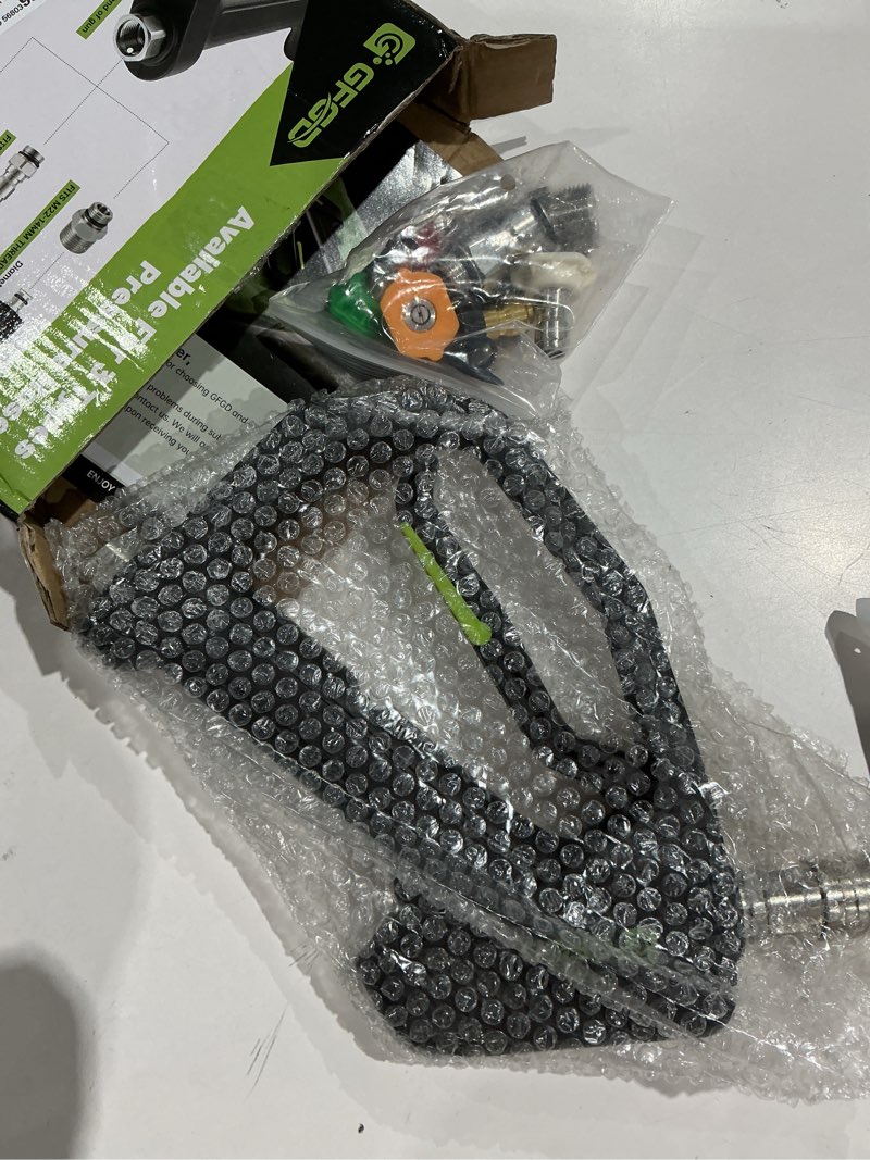 Condition photo showing Good Condition for short pressure washer gun with 1/4” quick connector, max 4350 psi | power washer gun with 3/8” male plug and m22 14/15mm fittings, high pressure water trigger handle with 5 spray nozzle tips