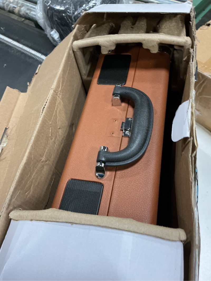 Condition photo showing As Is for victrola journey ii (2025 model) – bluetooth suitcase record player – built-in stereo speakers with enhanced bass, 3-speed turntable, bluetooth input and output, rca & headphone outputs (brown) brown record player