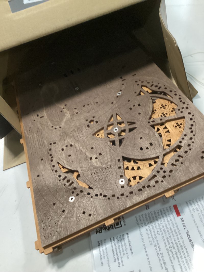 Condition photo showing As Is for WOODEN.CITY Steampunk 3D Puzzle Clock – DIY Mechanical Wall Clock Kit for Adults – Unique Engineering Gift and Vintage Décor - 3D Wooden Puzzles for Adults