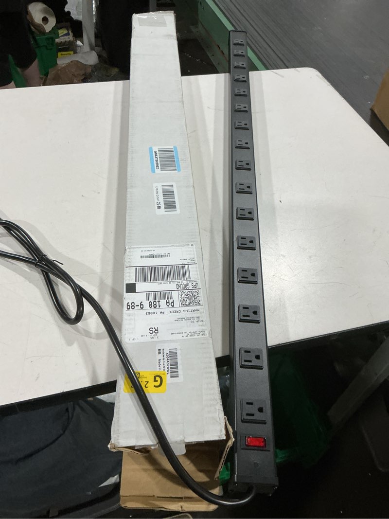 Condition photo showing Good Condition for cccei long heavy duty metal power strip, 16 outlet large industrial multi wide strip for garage workshop, extension cord with multiple outlets, 15a, 125v, 1875w. 4 ft, black. 4ft black