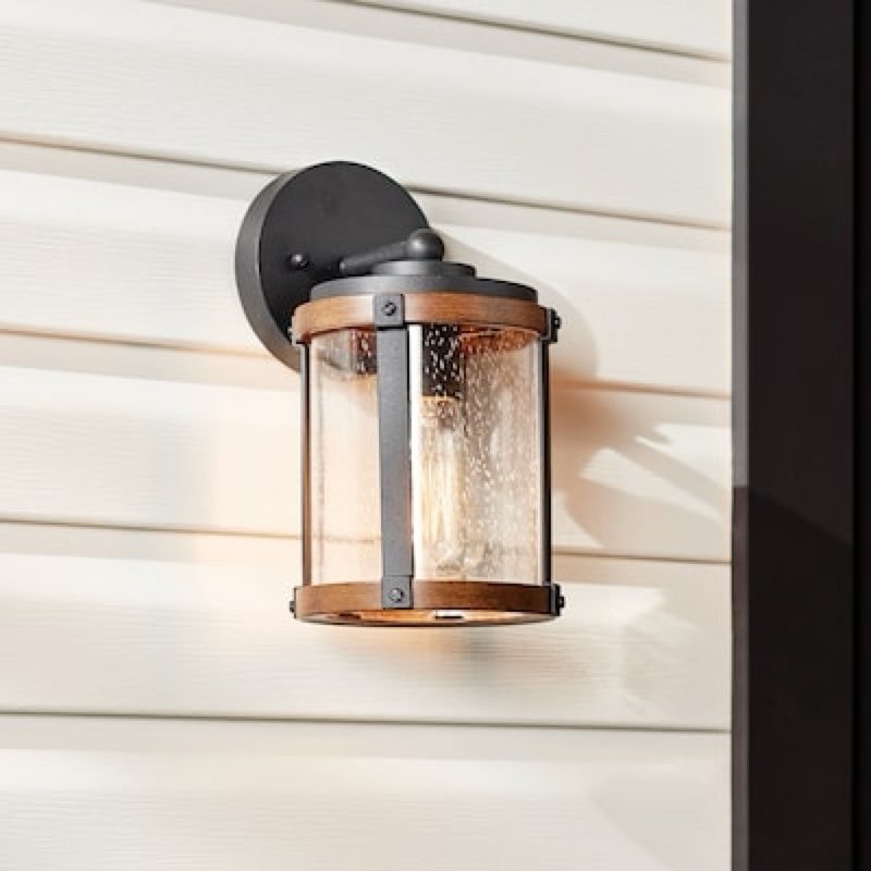 100+ bought last week kichler barrington 1 -light 10-in h distressed black hardwired outdoor wall light