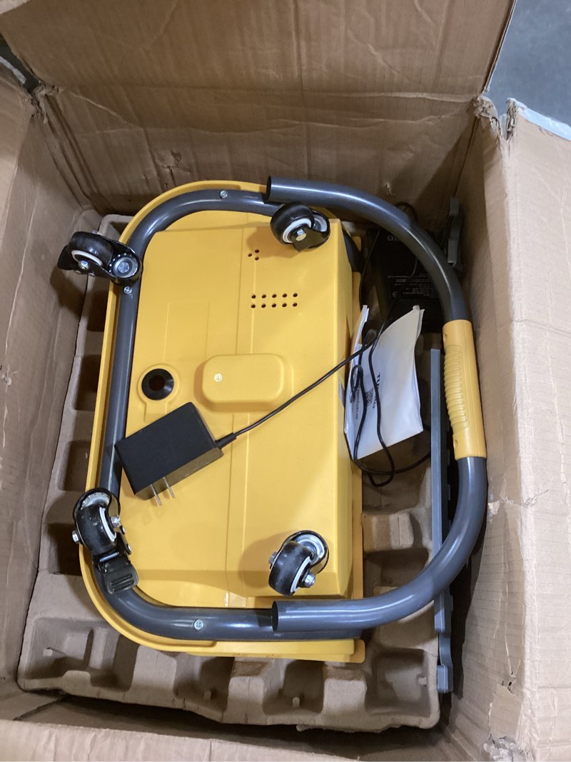 Condition photo showing As Is for turbro cordless misting fan with 19,200mah rechargeable battery, portable floor fan with 2.9 gal water tank and pump, 120° oscillation, 15ft mist range, for outdoor sports, poolside, barbeque, camping