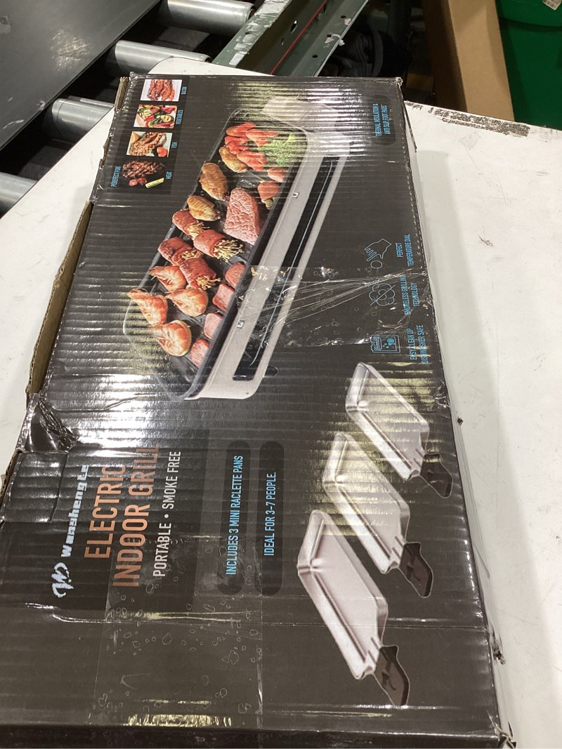 Condition photo showing New/Like New for 1500w smokeless electric indoor grill, 3 in 1 korean barbecue grill with net & non-stick removable p