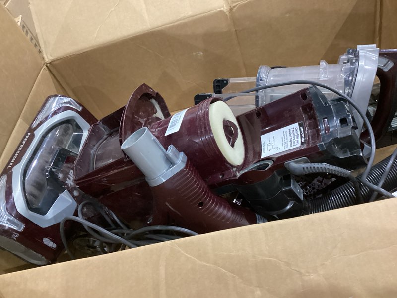 Condition photo showing As Is for shark nv752 rotator powered lift-away truepet upright vacuum with hepa filter, large dust cup capacity, led headlights, upholstery tool, perfect pet power brush & crevice tool, bordeaux