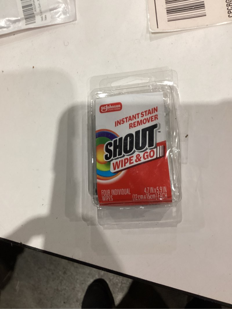 Condition photo showing New/Like New for Shout Wipe & Go Travel Wipes for Fabric Instant Stain Remover - 4ct
