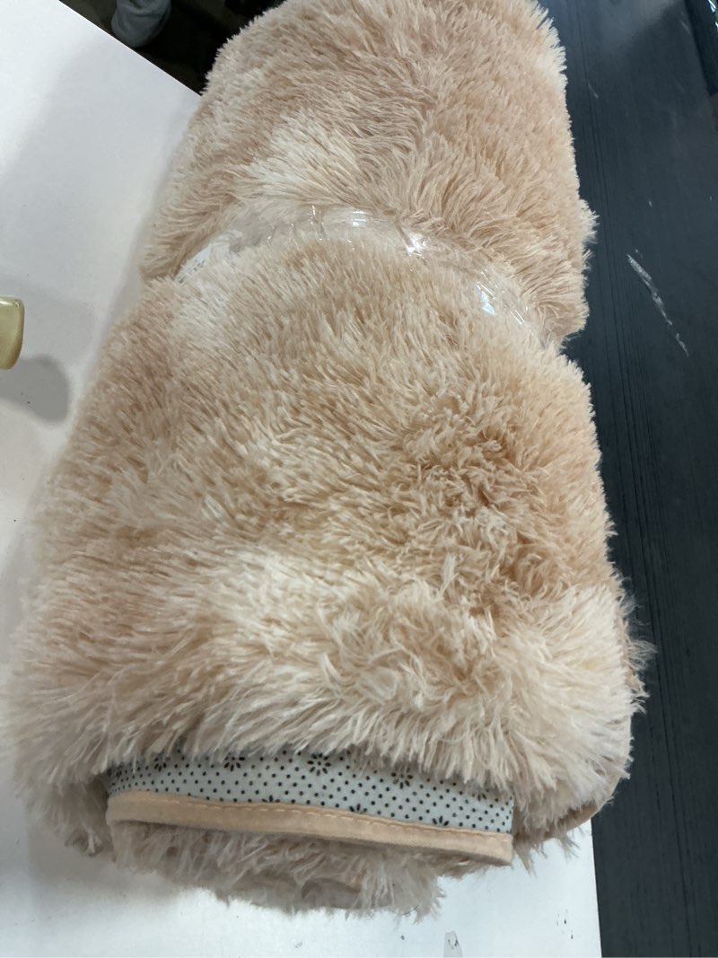 Condition photo showing As Is for Andency Soft Area Rugs for Living Room Bedroom, 5x8 Fluffy Shaggy Bedside Rug, Non-Slip Large Shag Fuzzy Plush Carpets for Bedroom Kids Dorm Nursery Home Decor Aesthetic, Tie-Dyed Khaki