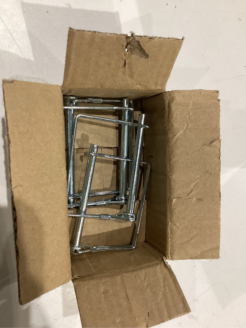 Condition photo showing As Is for 4 pack trailer hitch pins, 1/4 inch zinc-plated carbon steel safety lock pins for utility trailers, rv, boat, lawn tractor & farm equipment, rust-resistant coupler pins (1/4" x 3-5/32")