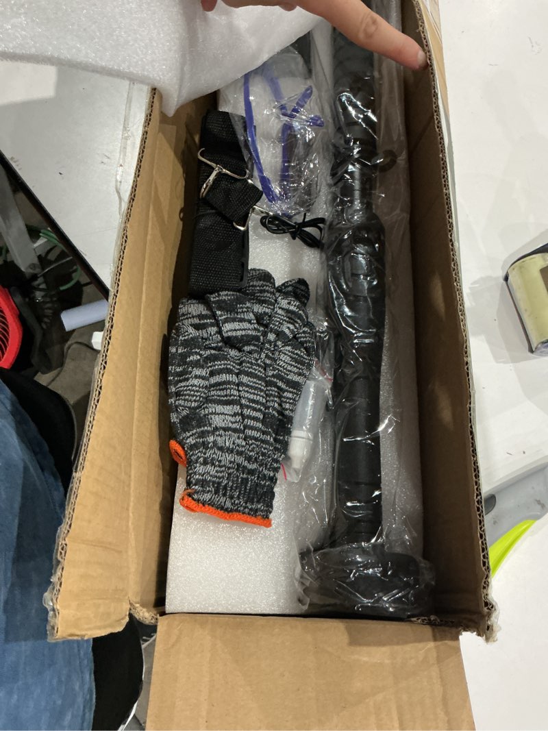 Condition photo showing As Is for 2-in-1 electric pruning shears with extension pole, 1.6" cutting diamete cordless electric scissors with brushless motor, dual 2.0ah batteries, lcd display, sk7 blade for high branch & garden trimming 2-in-1 pole shears