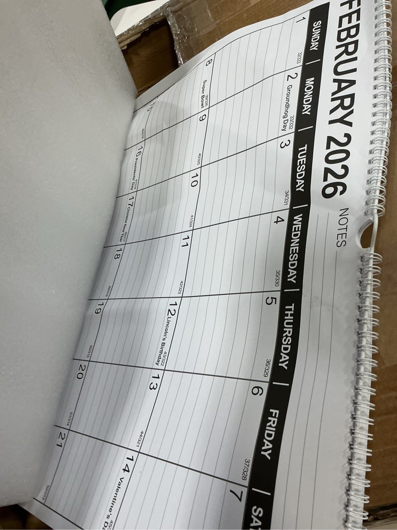 Condition photo showing Good Condition for OuMuaMua Extra Large Wall Calendar 2026, 30" X 20" Vertical Jumbo Wall Calendar 2026-2027,18-Month Hanging Planner Wall From 2026 Jan - 2027 Jun with Spiral Bound For School Home Office Organizing White 30"x20"