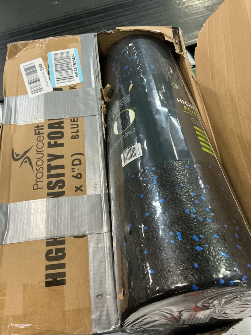 Condition photo showing Good Condition for ProsourceFit High Density Foam Rollers 12 - inches Long, Firm Full Body Athletic Massage Tool for Back Stretching, Yoga, Pilates, Post Workout Muscle Recuperation, Black/Blue Black/Blue 18\"H x 6\"D