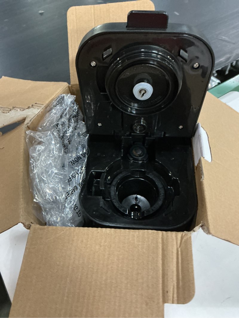 Condition photo showing As Is for mainstays black matte dual brew coffee maker, single serve, auto shutoff, 14 oz reservoir