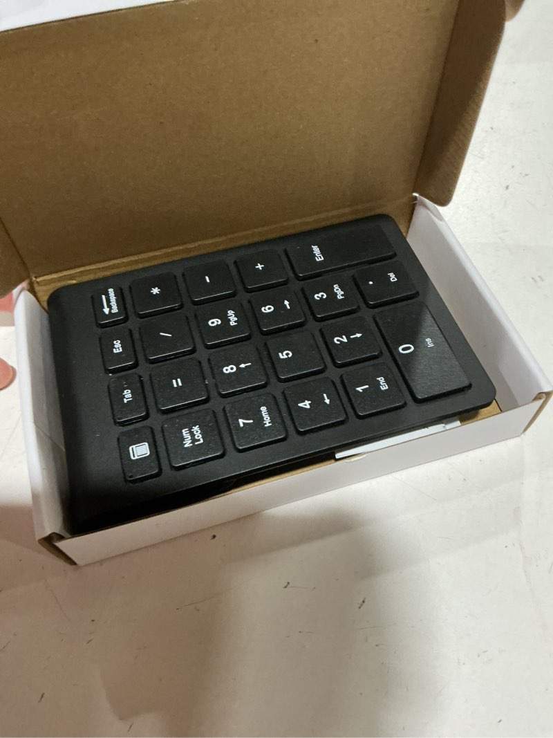 Condition photo showing New/Like New for foloda wireless number pads, numeric keypad numpad 22 keys portable 2.4 ghz financial accounting number keyboard extensions 10 key for laptop, pc, desktop, surface pro, notebook black