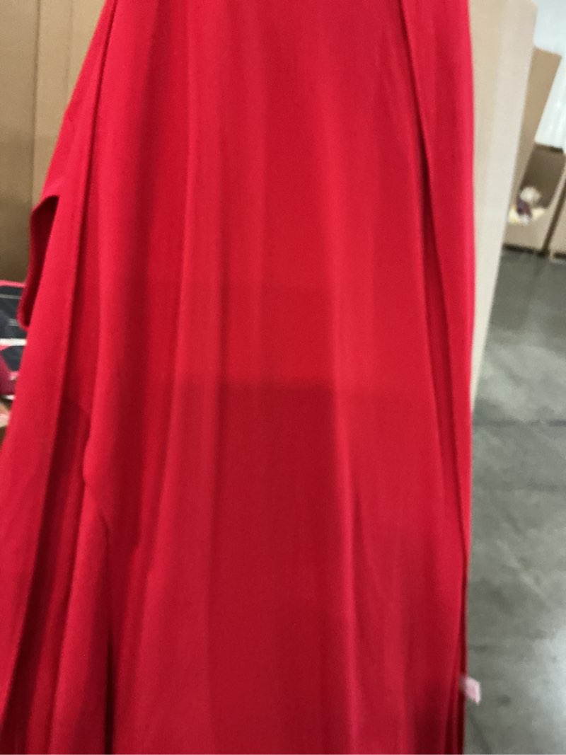 Condition photo showing Good Condition for mushare women's cocktail dresses with pockets ruffled sexy split party long formal dress x-large red