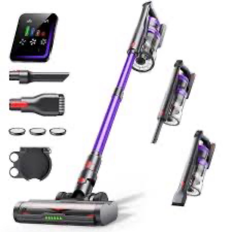 NEWBULIG Cordless Vacuum Cleaner, Lightweight Stick Vacuum for Home with Anti-Tangle and LED Lights,