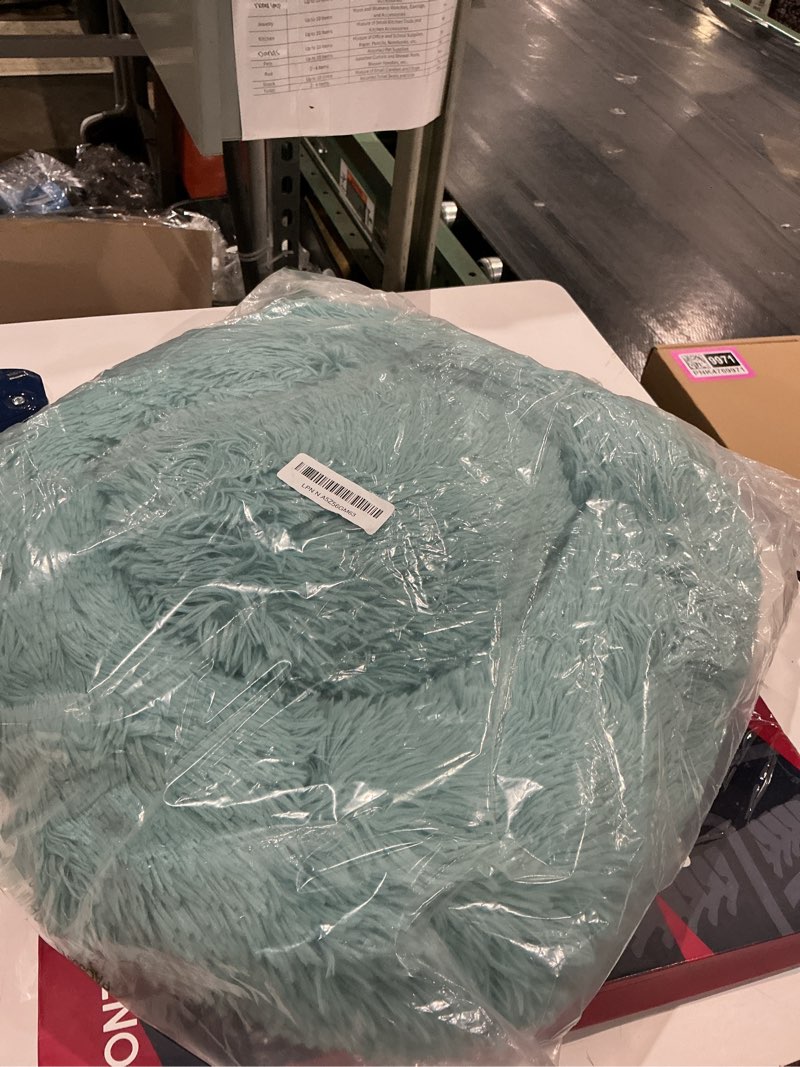 Condition photo showing Good Condition for cat beds for indoor cats - cat bed washable 20/24 inches, dog beds for small medium dogs, anti anxiety round fluffy plush faux fur pet bed, thick bottom (blue, medium) blue medium