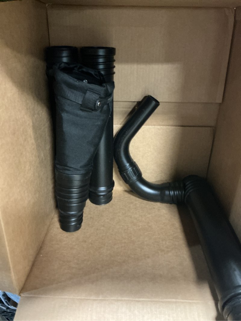Condition photo showing As Is for glosaie upgraded universal gutter cleaning tools from the ground, leaf blower attachment with adjustable angle hook tube, compatible with blowers within 5-inch diameter, black