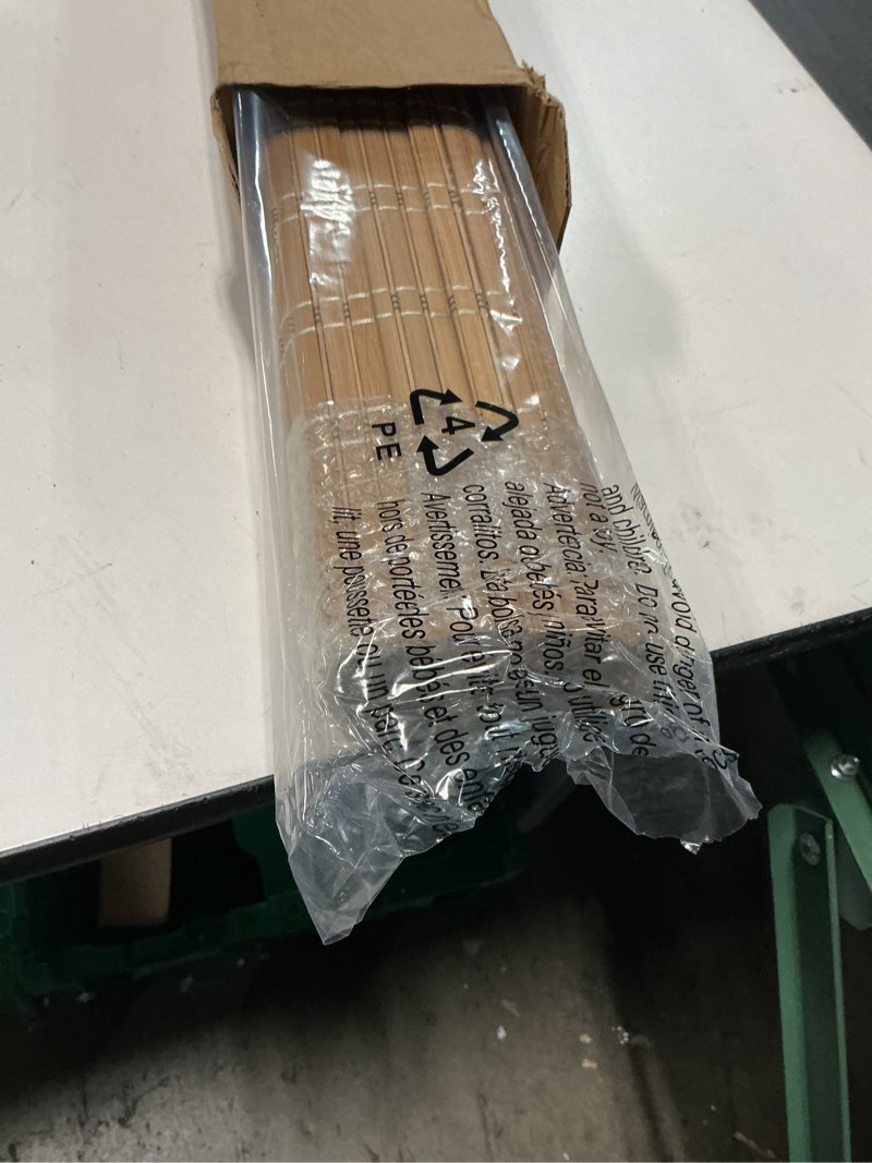 Condition photo showing Good Condition for lazblinds no tools no drill cordless bamboo roman shades, light filtering window treatment, roll up bamboo blinds for windows 26'' w x 64'' h, brown light filtering-brown206 26" w x 64" h