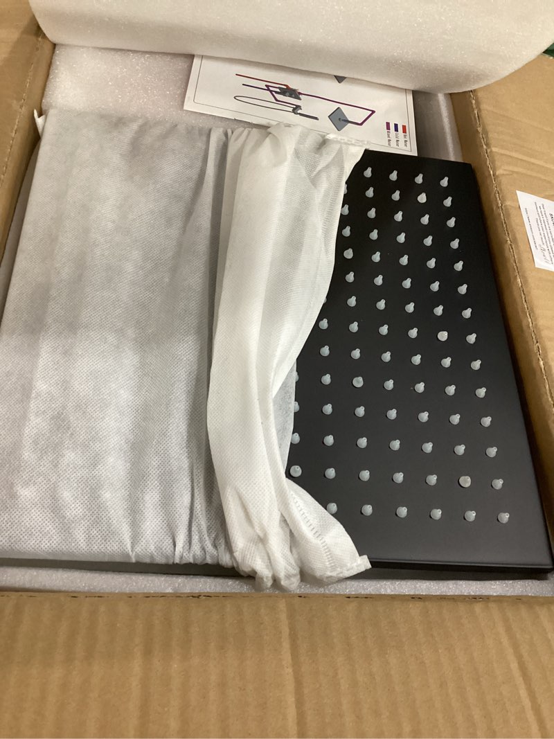 Condition photo showing Good Condition for skowll shower faucets sets complete ceiling mount 12 inch led shower head system with handheld, bathroom rainfall shower fixtures valve kit, 3 color changing showerhead, matte black