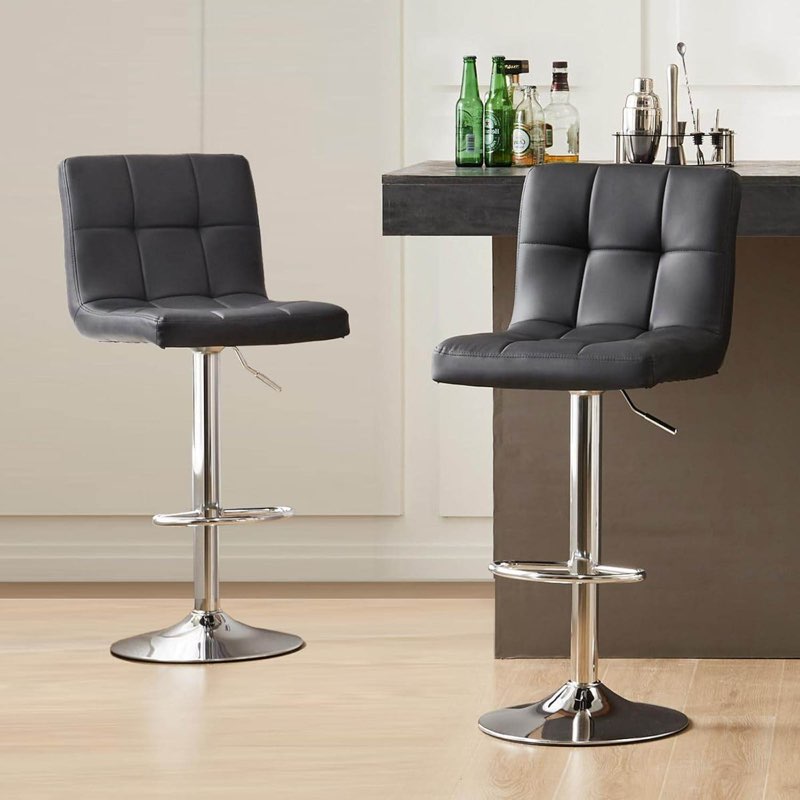 MyDepot Swivel Counter Stools – Liftable, Backrest, PU Leather (Set Of 4 )