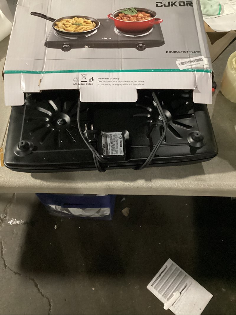 Condition photo showing Good Condition for CUKOR Double Cast Iron 2 Burner, 1800W Countertop Burner, Dual Electric Stove Burners, Portable Double Burner for Cooking Double Cast Iron Burner 1800W