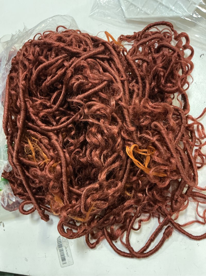 Condition photo showing As Is for goddess locs crochet hair-30 inch 8 packs boho faux locs crochet hair for black women pre looped soft locs with curly ends (#350, 30 inch(pack of 8)) 30 inch(pack of 8) 350#
