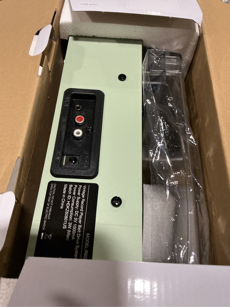 Condition photo showing Good Condition for Vinyl Record Player with Speakers Turntable for Vinyl Records Belt-Driven Turntable 3-Speed 3 Size Wireless Playback Headphone AUX-in RCA Line LP Vinyl Players Auto Stop Green Grass