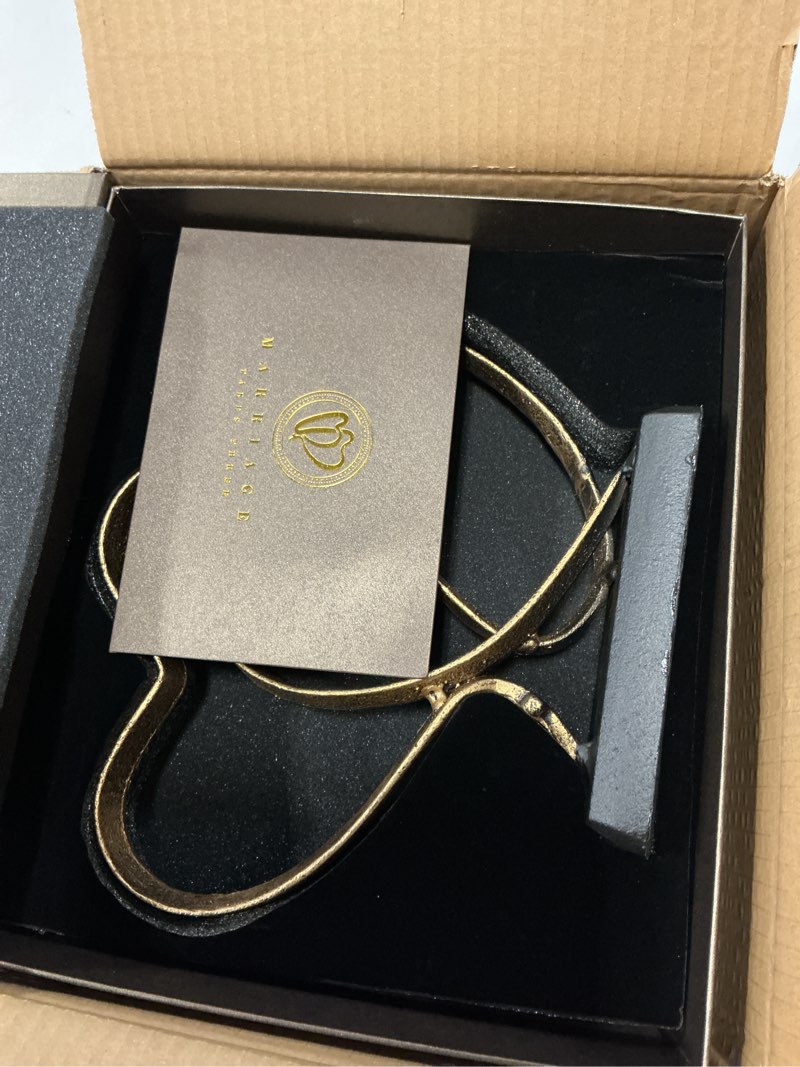 Condition photo showing As Is for dcapilla wedding anniversary couples gift - two hearts and cross iron sculpture, heart decoration gift for her and him, 1st to 50th or 60th anniversary, includes present box and poem card